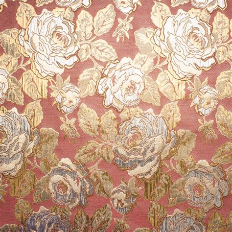 metallic brocade fabric rose|Metallic Rose Gold and Beige Luxury Floral Brocade.